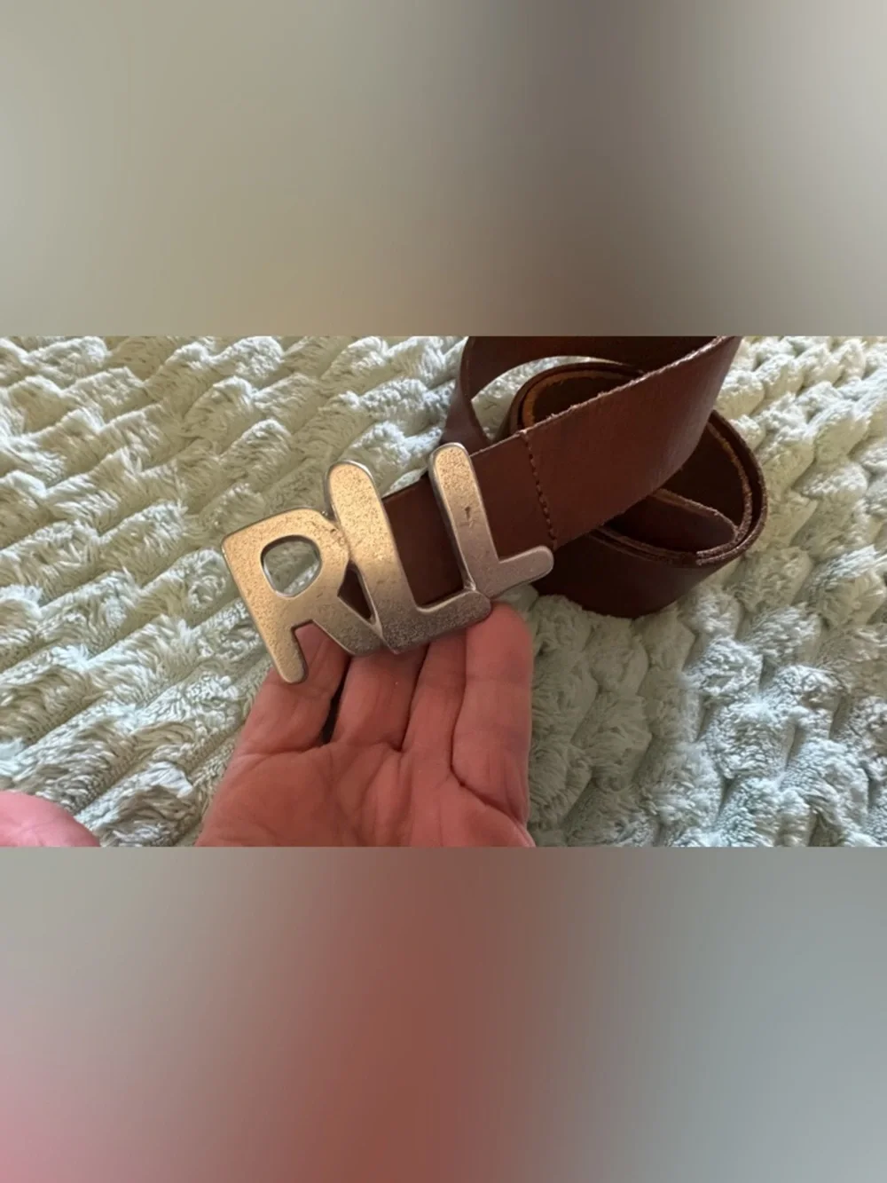 Vintage Rare Lauren  Ralph Lauren Leather Lauren Silver collection 1980s belt